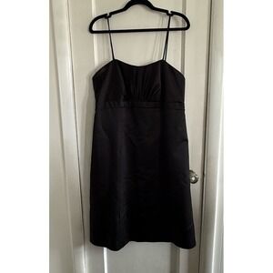 David's Bridal Women's Size 16 Black Satin Spaghetti Strap Dress High Waisted